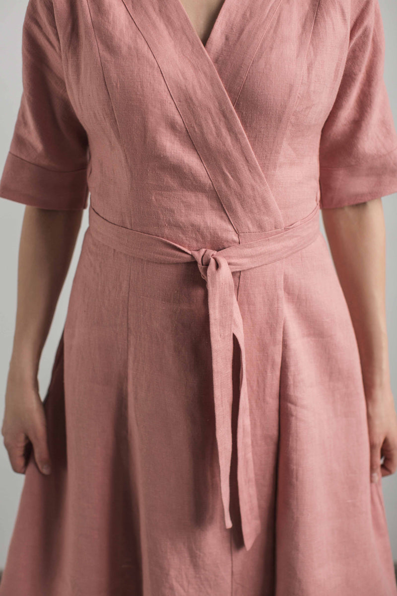 Linen wrap around dress. Handcrafted by ...